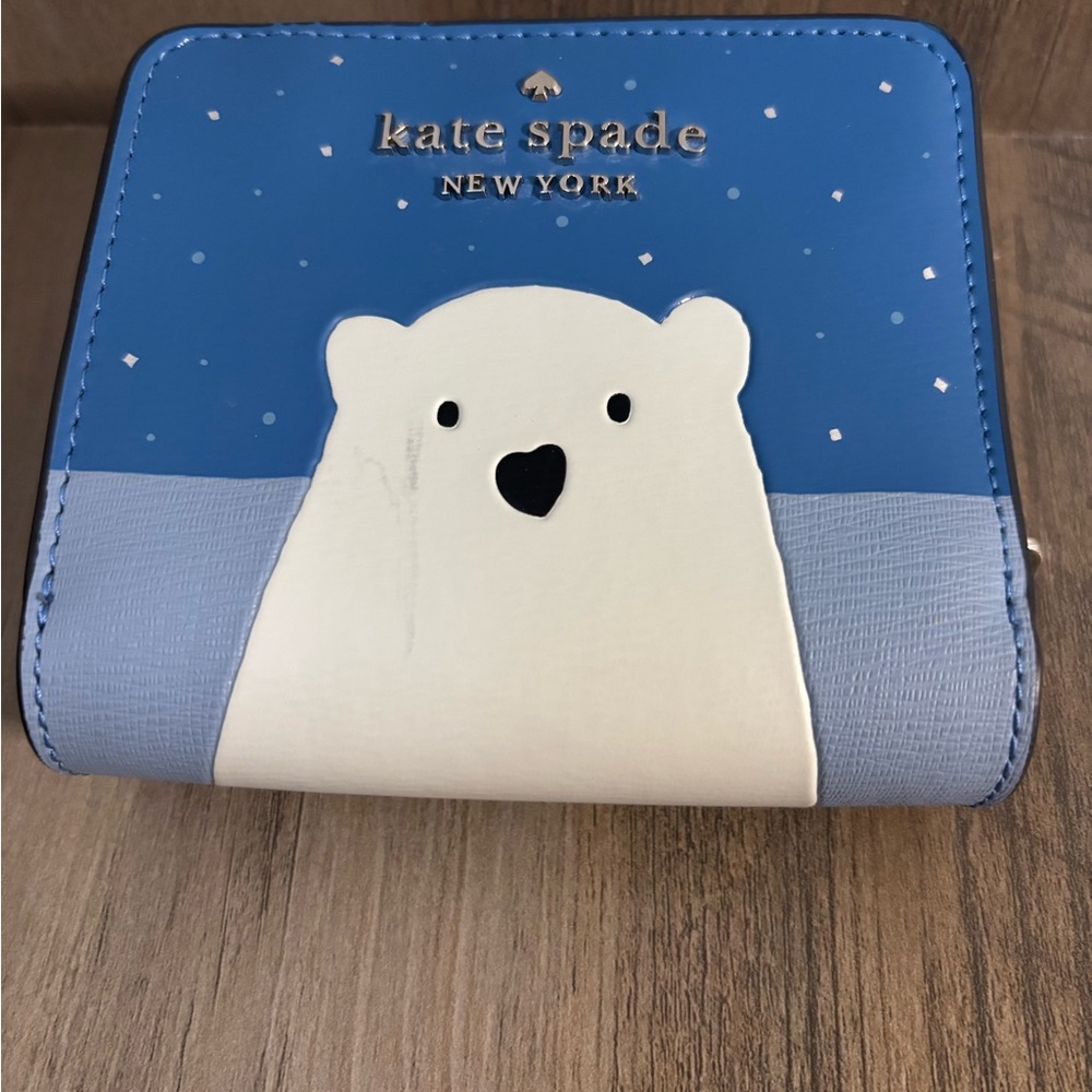 Kate Spade Blue and White polar bear wallet